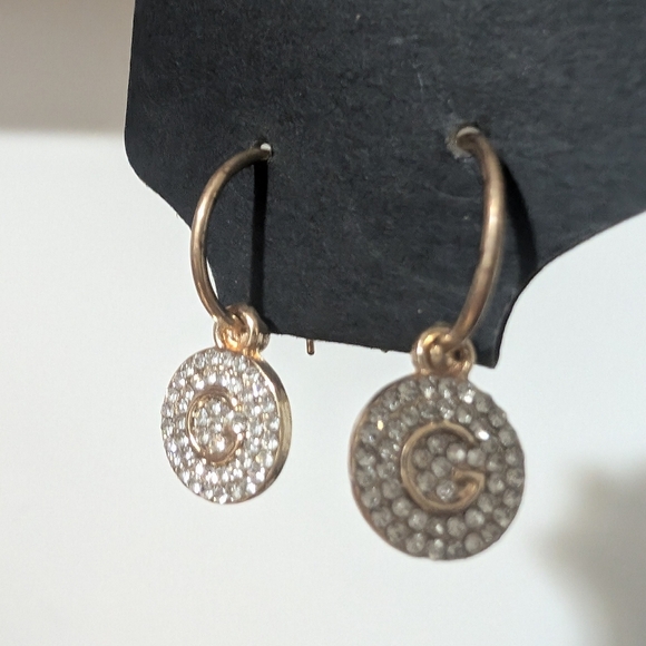 Gold Crystal Initial Earrings - Picture 5 of 5